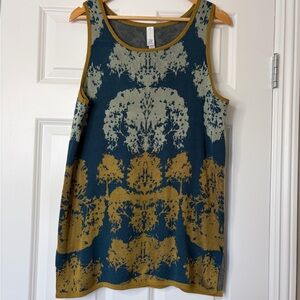 MarlaWynne Knit Tank Top/ Vest Swester in Teal Olive and Gold Size L
